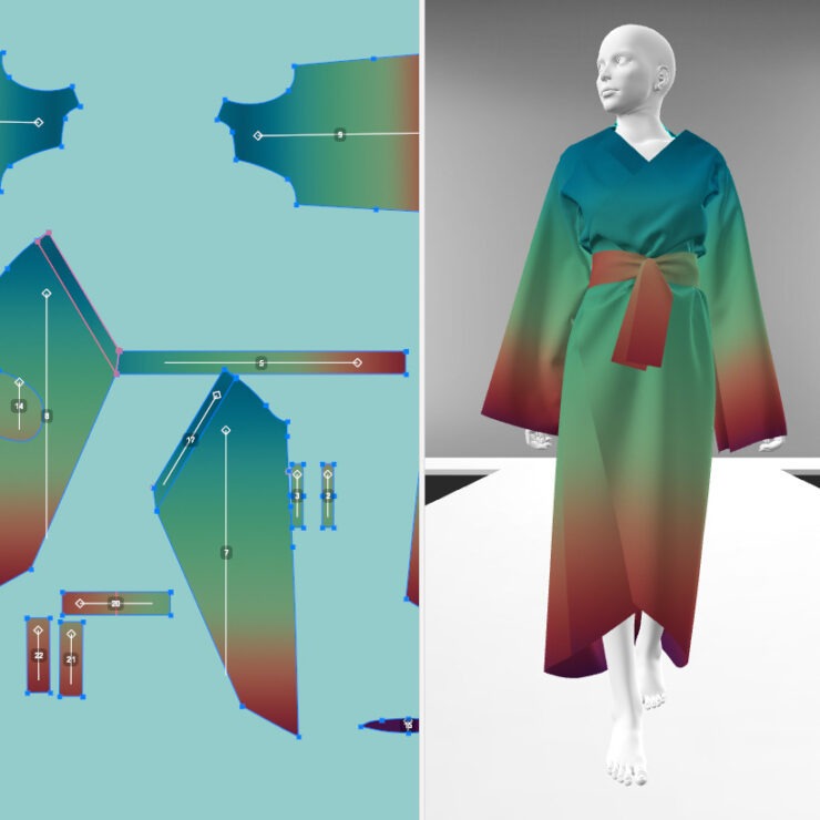 Druckplatzierung am 3D-Avatar Virtuelle Kleidung und digitale Mode in 360° Ansicht für Metaverse und E-Commerce